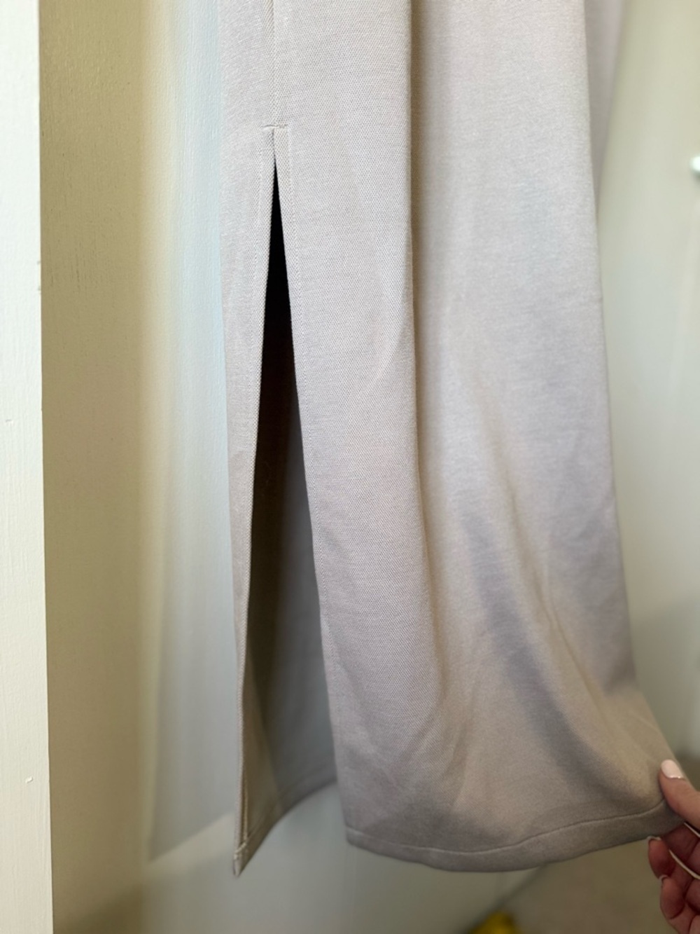 NWT SPANX AirEssentials Pique Polo Taupe Polo-Style Midi Dress with Side Slit L - Picture 8 of 9